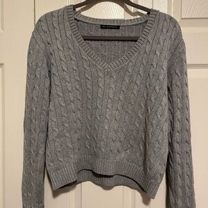 Brandy Melville Charcoal V-Neck Sweater